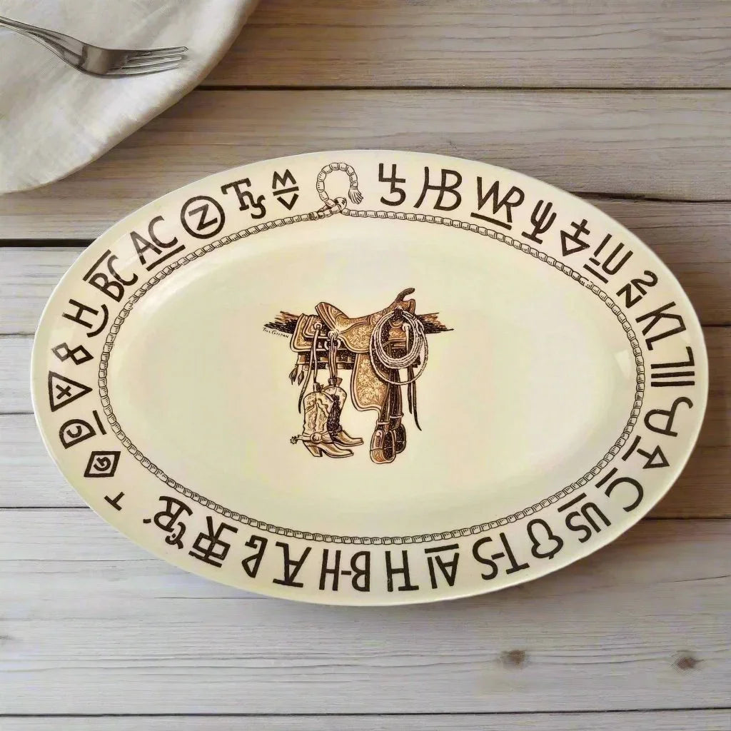 Boots and Brands Oval Western Serving Platter - Your Western Decor, LLC