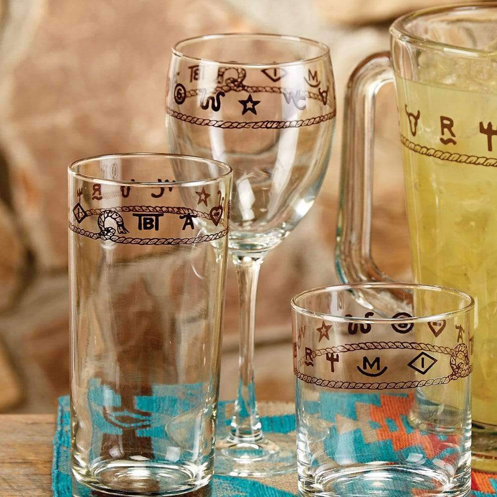 Rope and brands western drinking glasses - Made in the USA - Your Western Decor