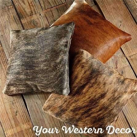 Reversible Brindle Cowhide Throw Pillows - Your Western Decor