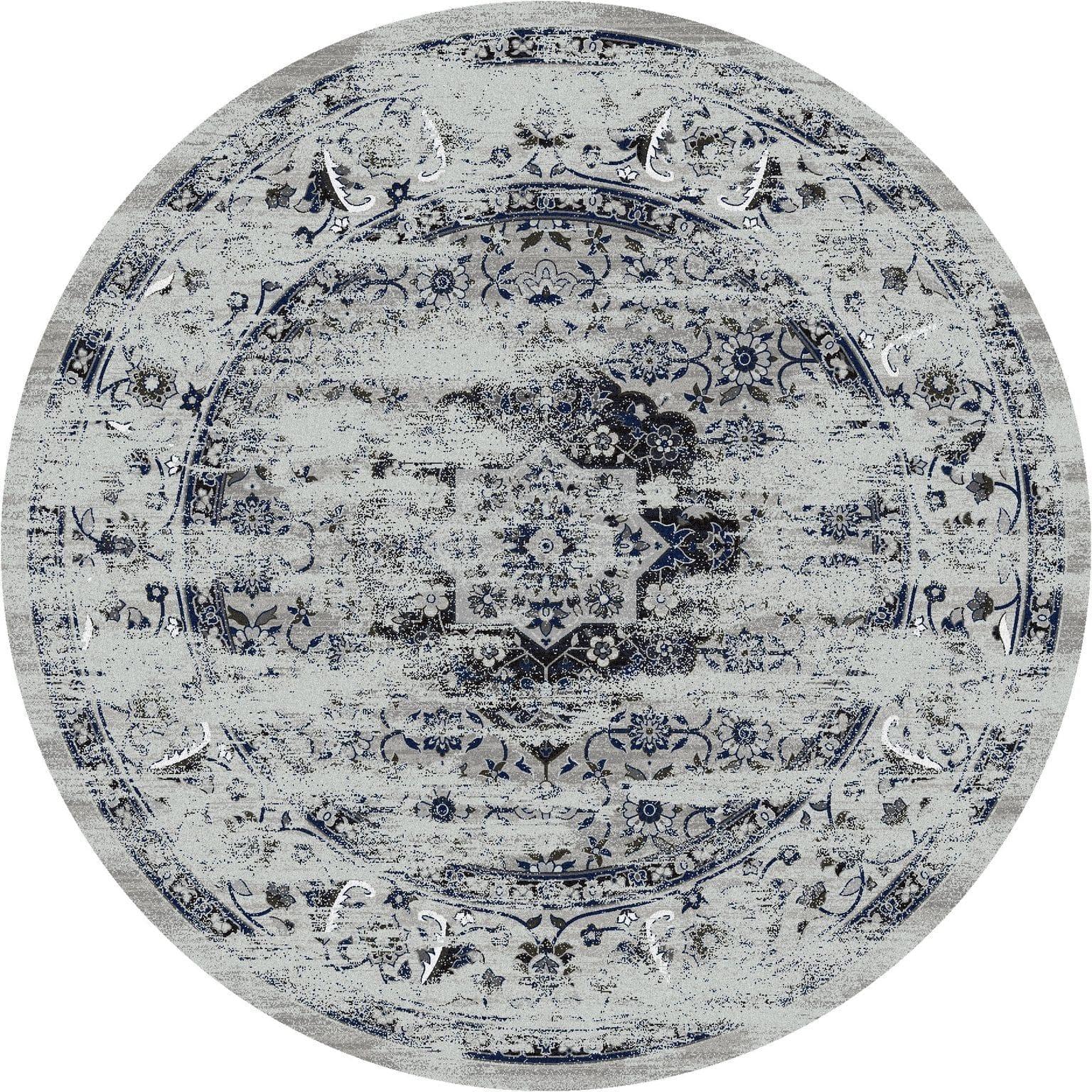 Bristol Mist Distressed Blue/Grey Round Area Rug - Your Western Decor, LLC
