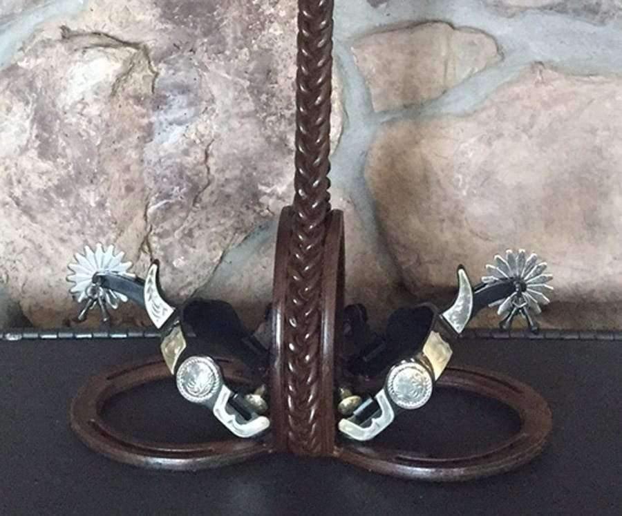 Hand forged braided iron, horse shoes and spurs western lamp - made in the USA - Your Western Decor