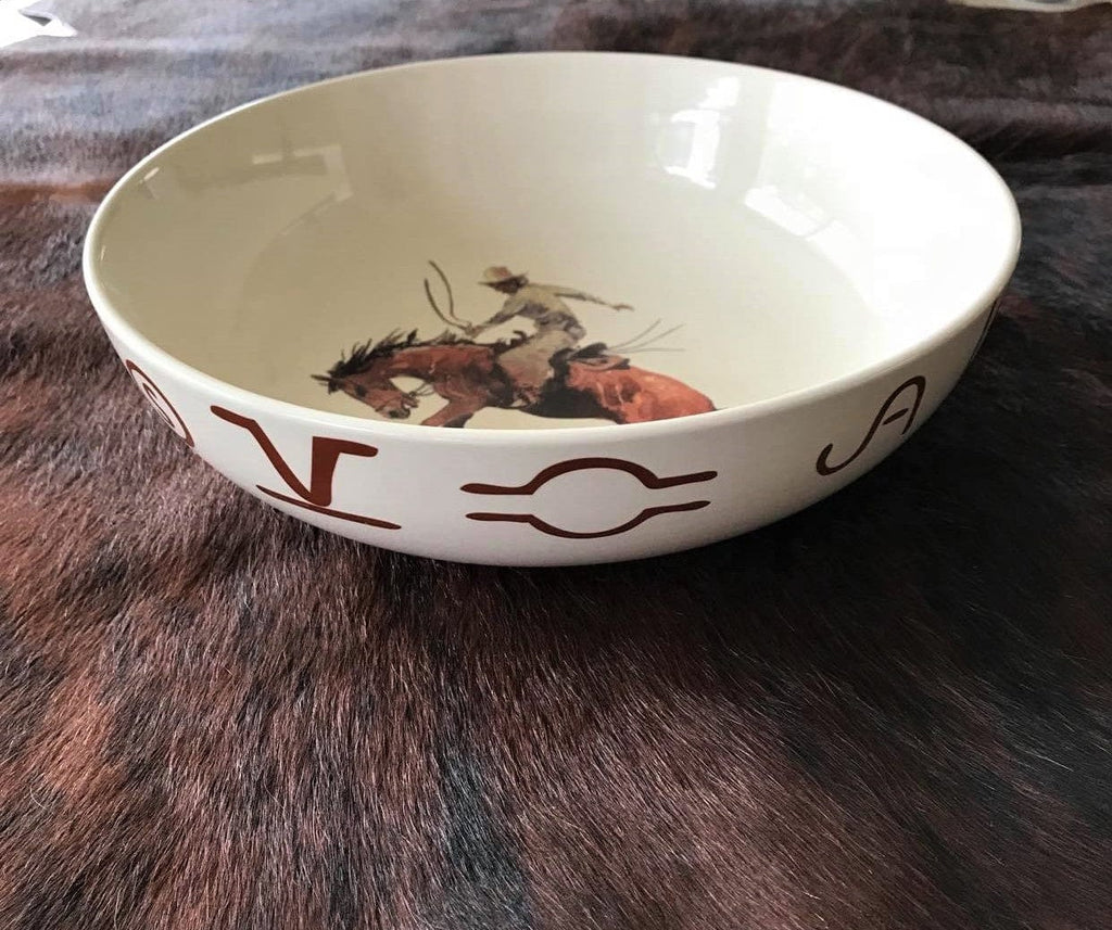 bronc and brands western serving bowl - Your Western Decor