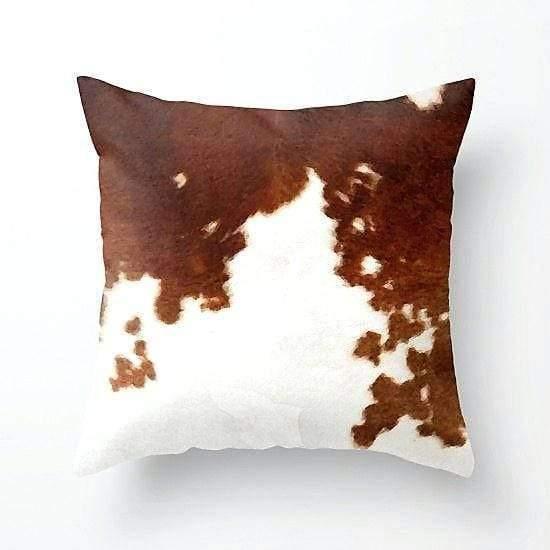 Brown and white cowhide throw pillow - Your Western Decor