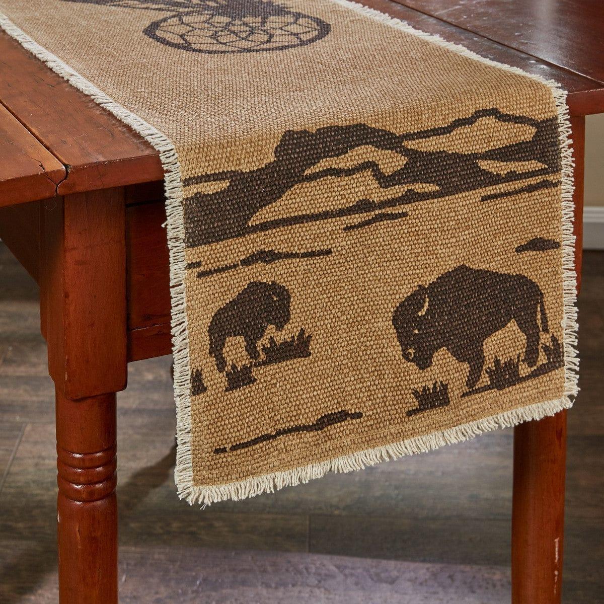Rustic buffalo woven table runner, frayed edges. 2 sizes. Your Western Decor