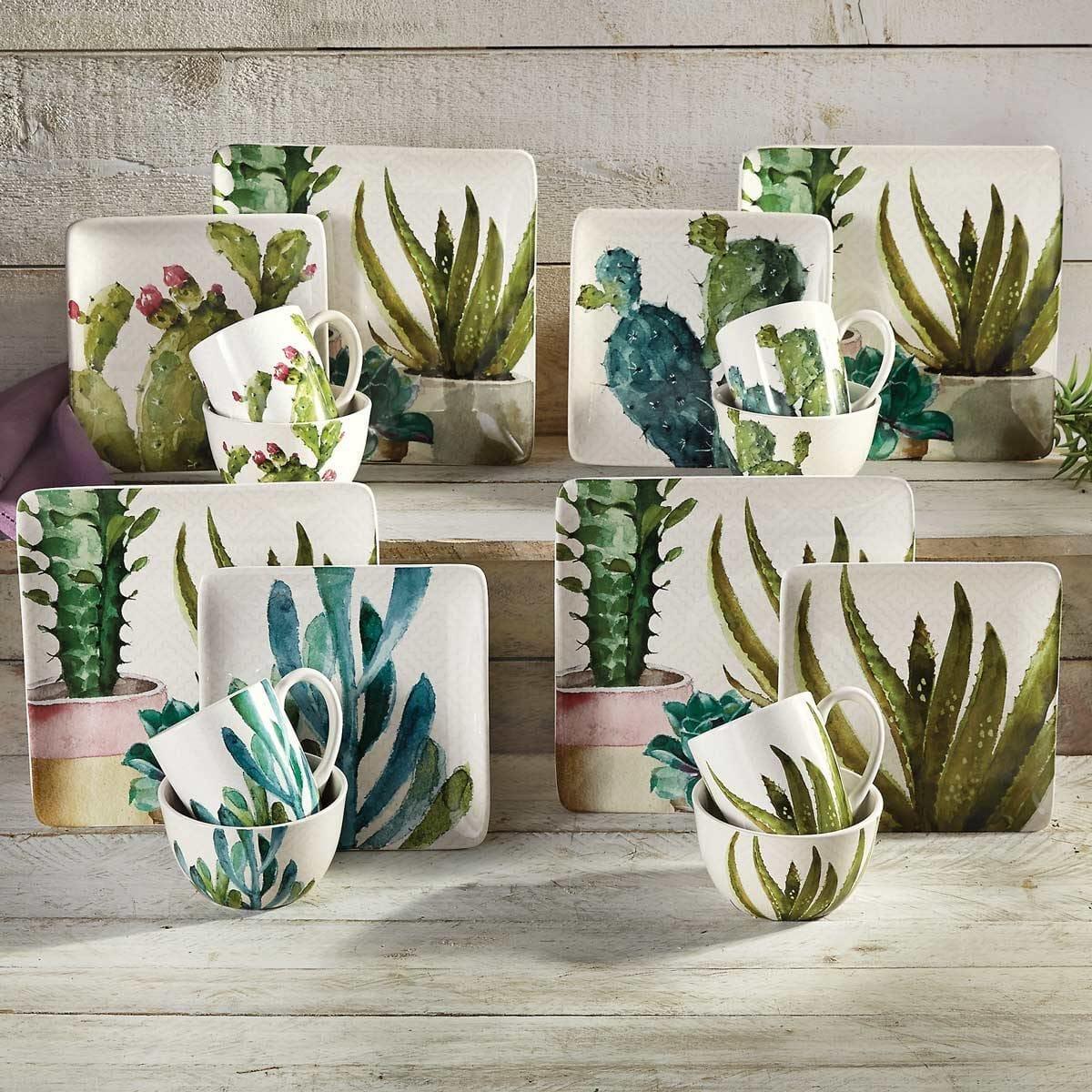 Cactus and succulent desing dinnerware set. Your Western Decor