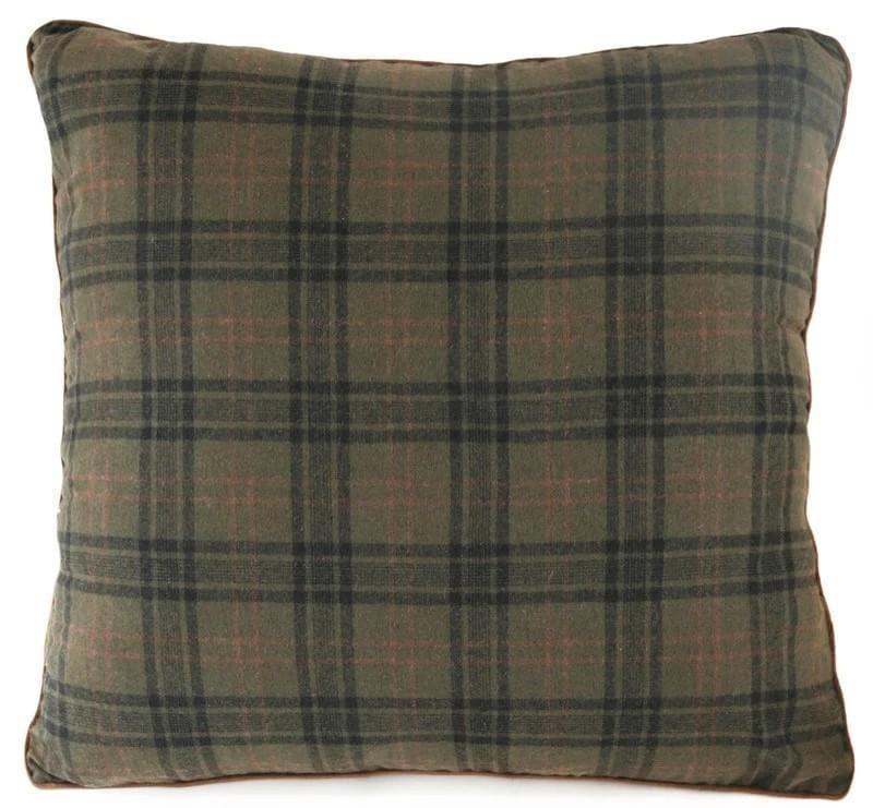 Cedar plaid euro sham. 27" x 27" forest green pillow sham. Your Western Decor