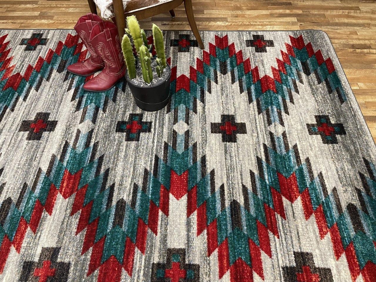 Celebration Area Rugs & Runners in turquoise, red and grey - made in the USA - Your Western Decor