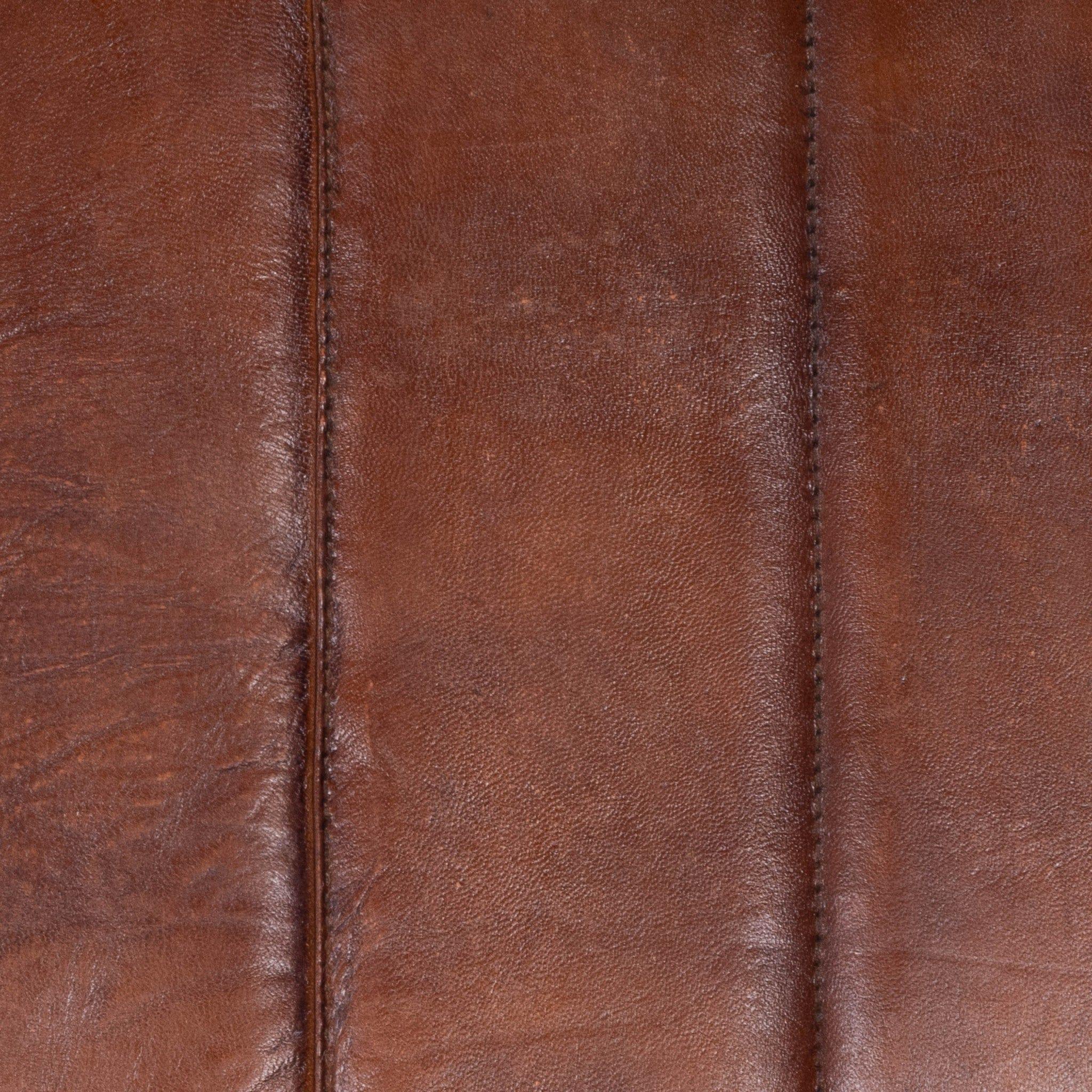 Industrial Chic Leather Bench Leather Detail - Your Western Decor