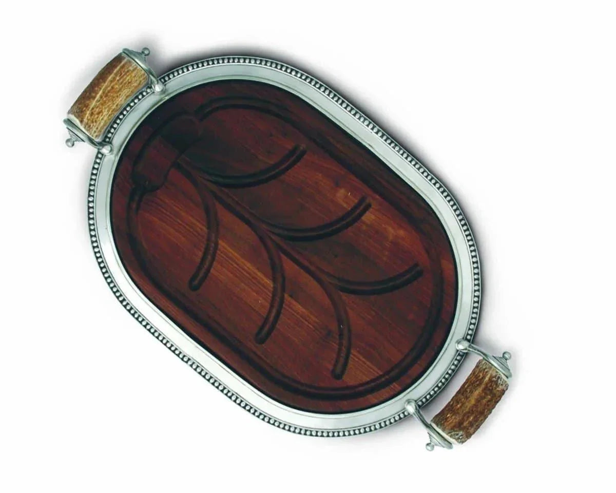 Dark cherry and pewter oval carving board. Your Western Decor