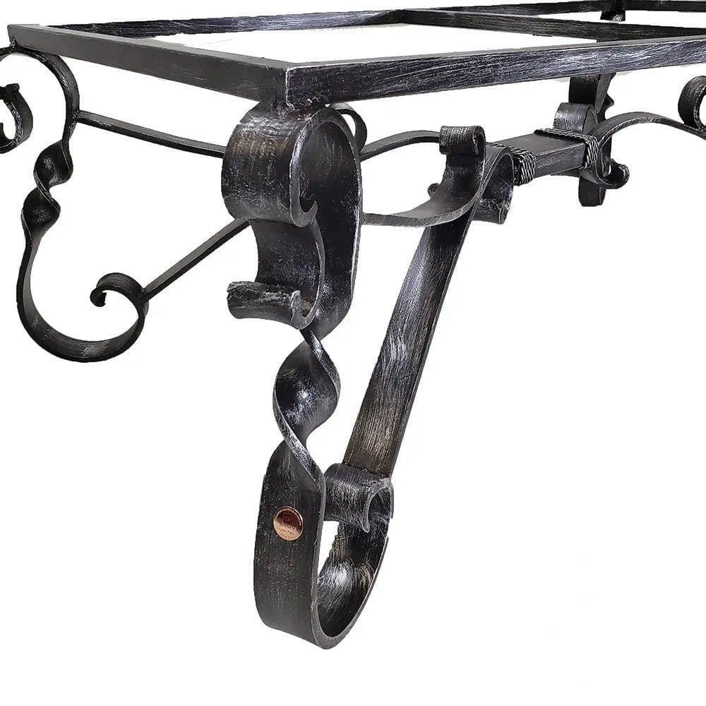 Peach Travertine and Iron Console Table - Your Western Decor