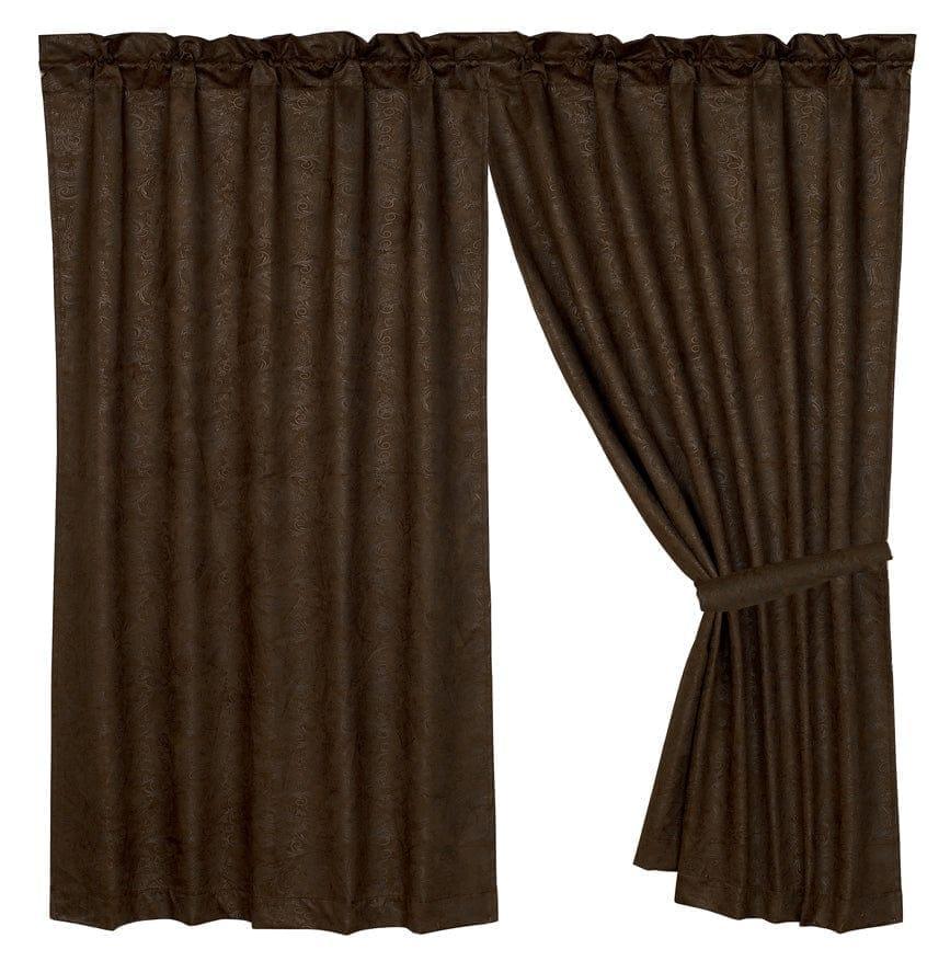 dark brown tooled faux leather curtains - Your Western Decor