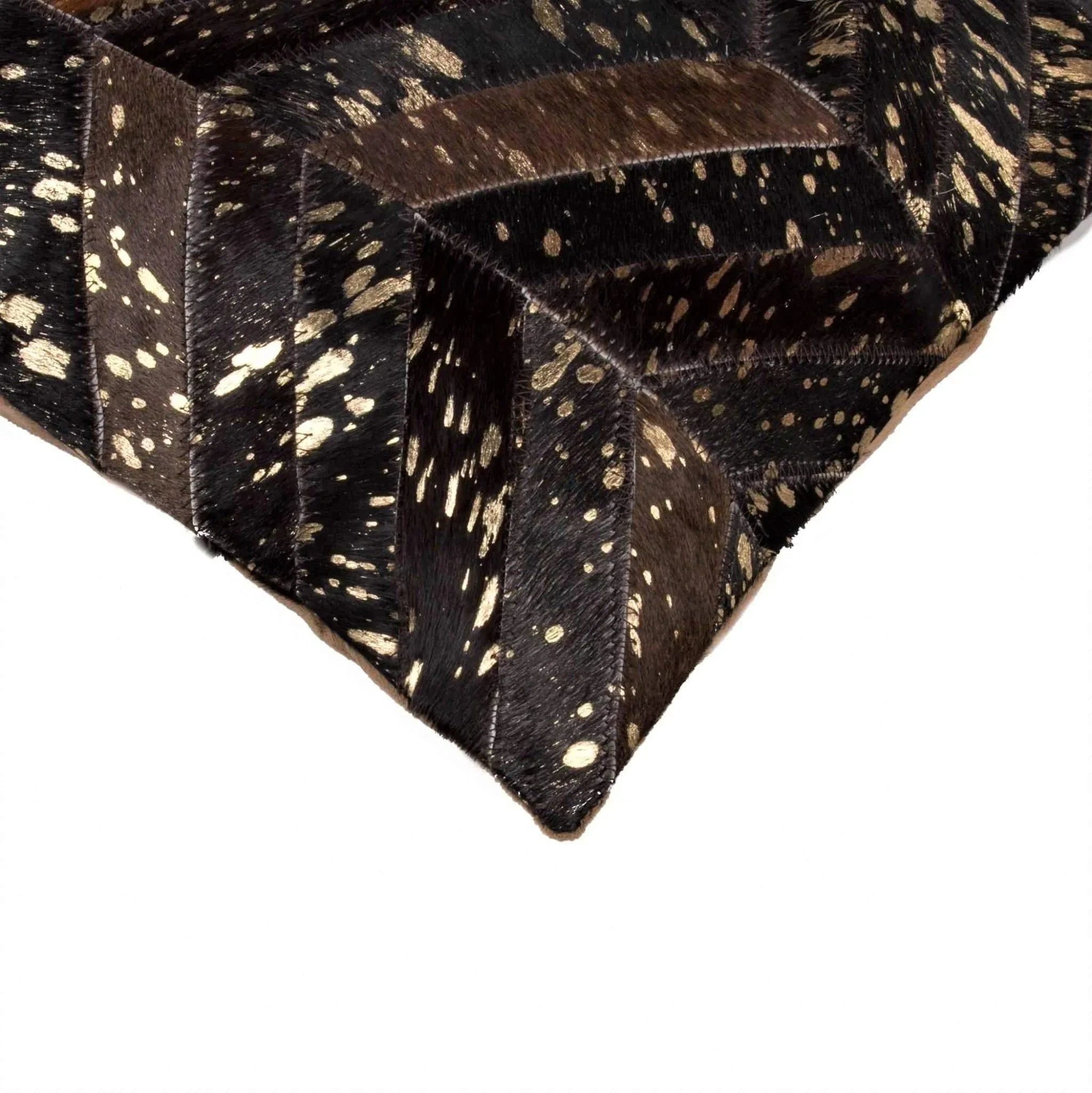 Chocolate & Gold Patch Cowhide Pillow - Your Western Decor