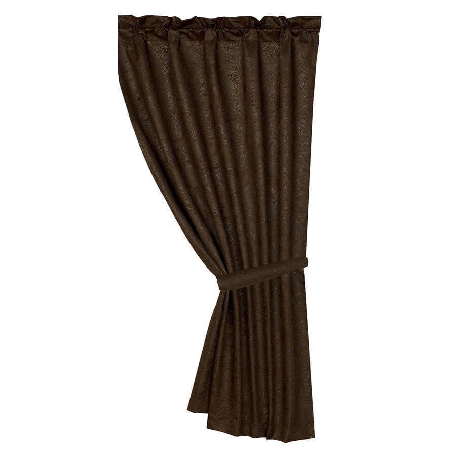 Dark brown faux leather curtain panel with tooling - Your Western Decor