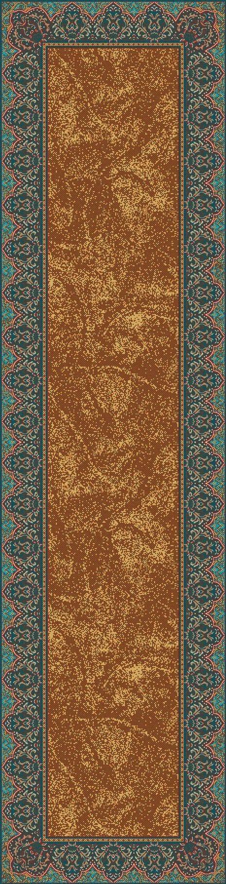 Cognac & Turquoise Elegant Western Floor Runner made in the USA - Your Western Decor