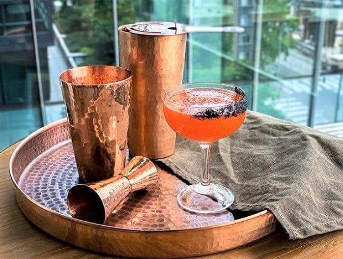 Round Hammered Copper Bar Tray - Your Western Decor