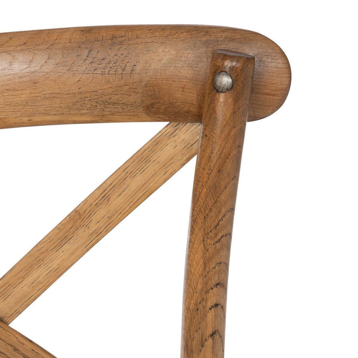 Oak Cross Back Counter Chair seat back detail - Your Western Decor