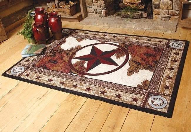 Cowhide Print & Western Star Area Rugs - Your Western Decor, LLC