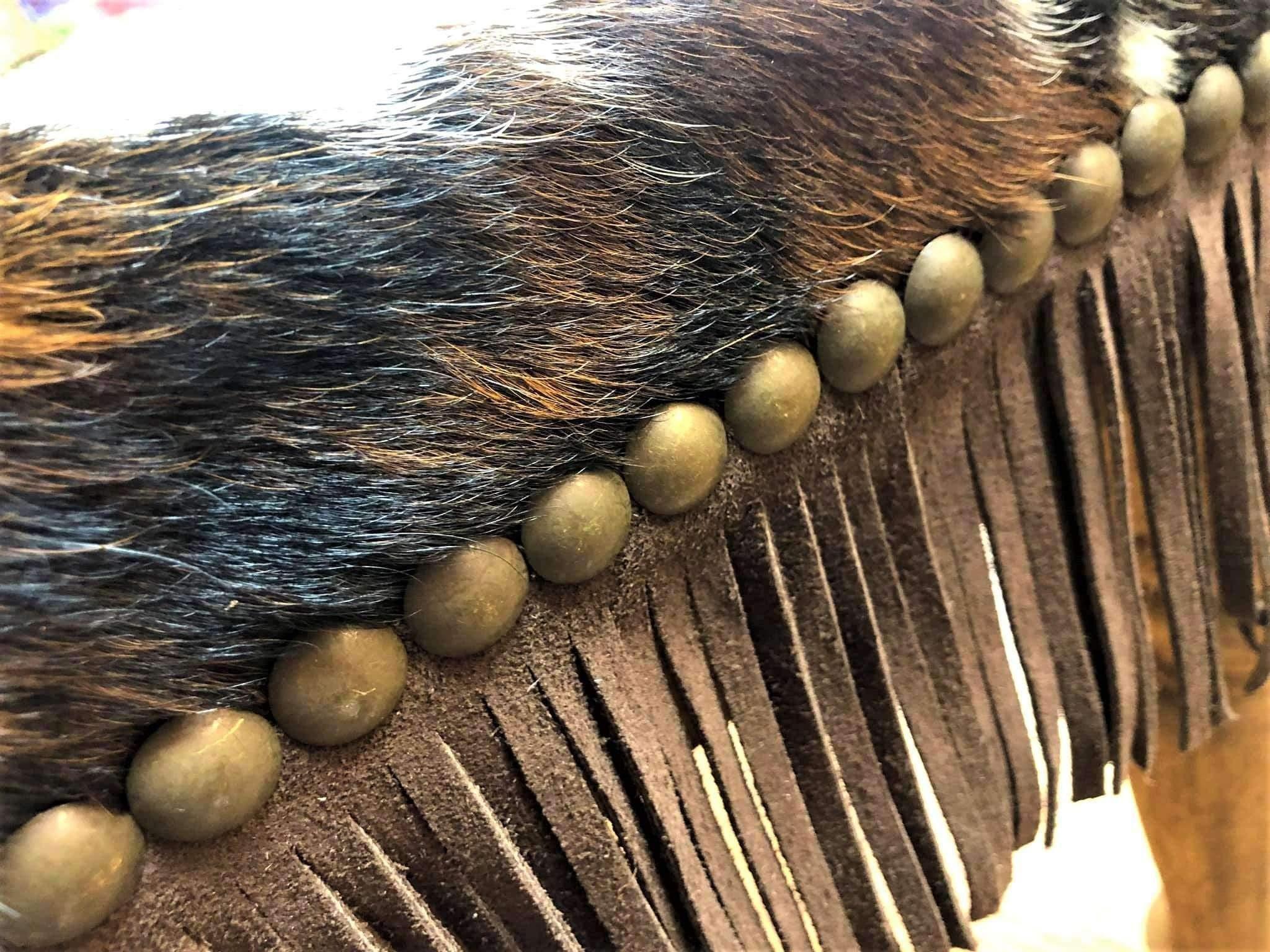 cowhide and leather western bench fringe - Your Western Decor, LLC