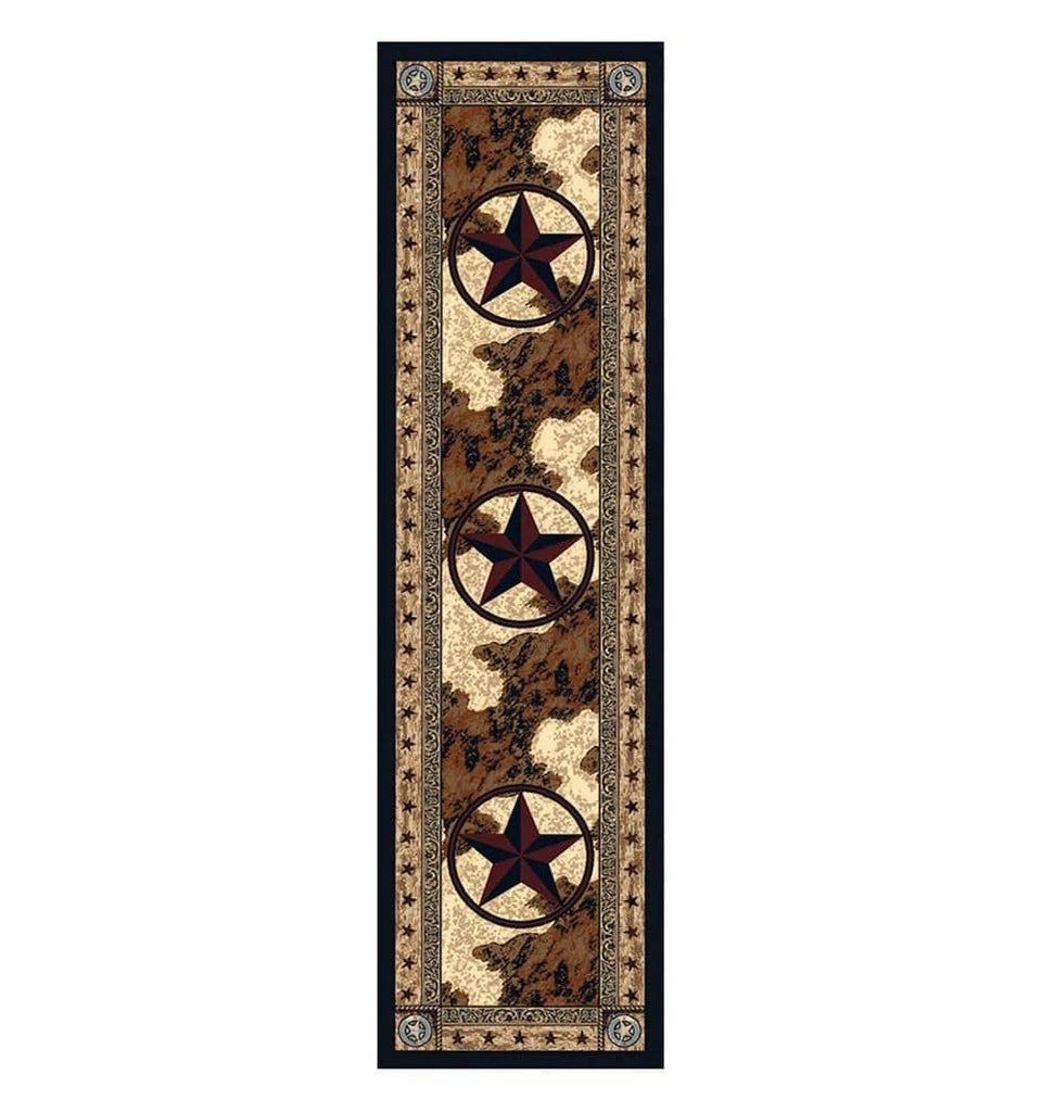 Cowhide Print & Western Star Floor Runner made in the USA - Your Western Decor