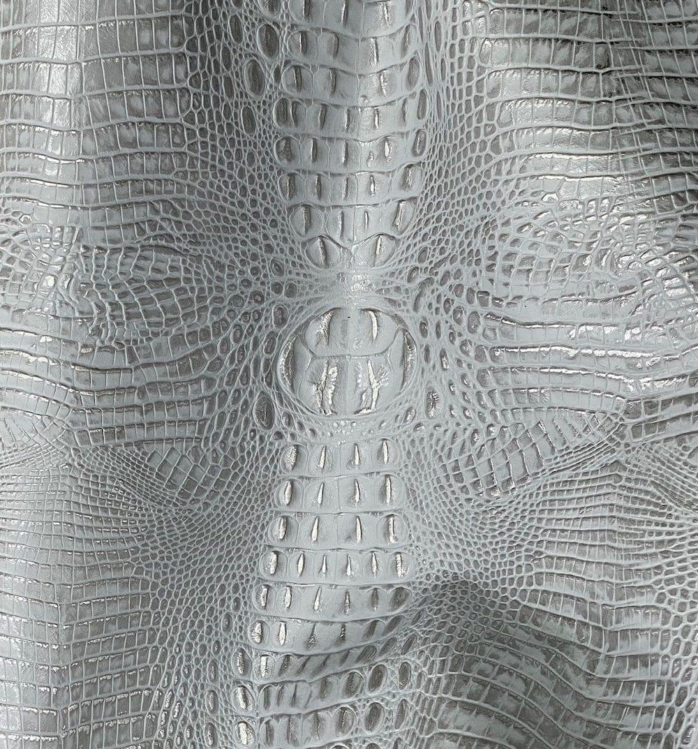 Croc Grey Metallic Embossed Leather - Your Western Decor