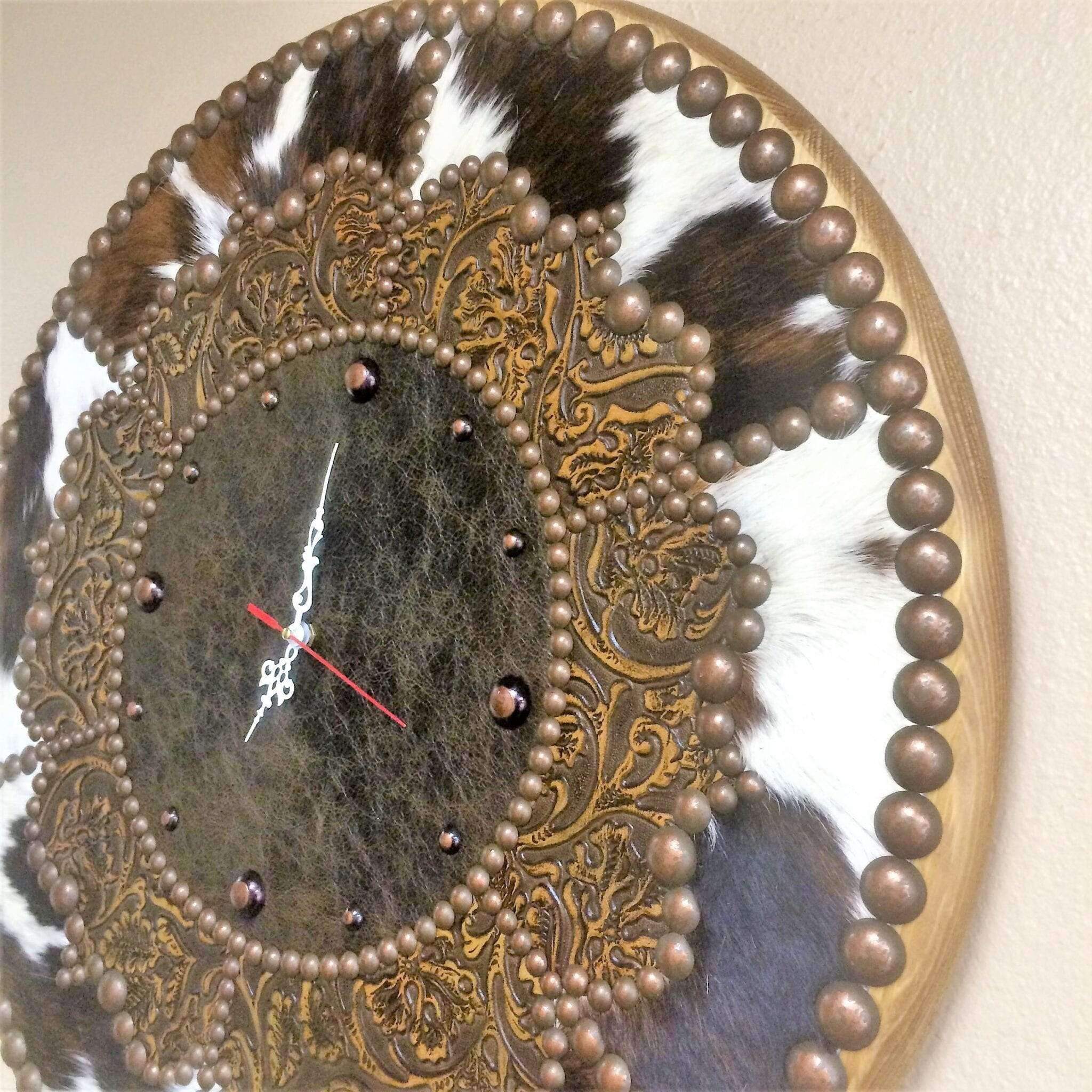 Wall clock made of horsehide