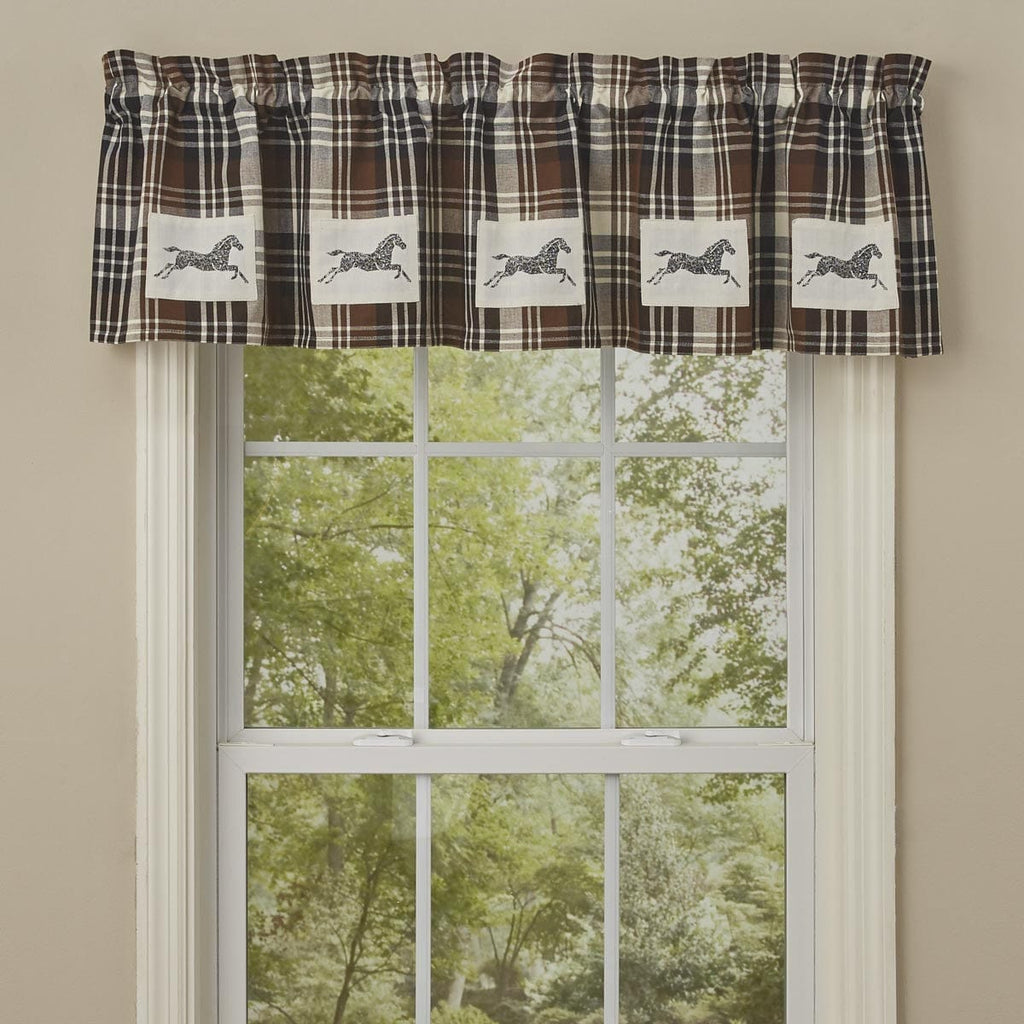 Derby Plaid Horse Patch Lined Valance. Your Western Decor