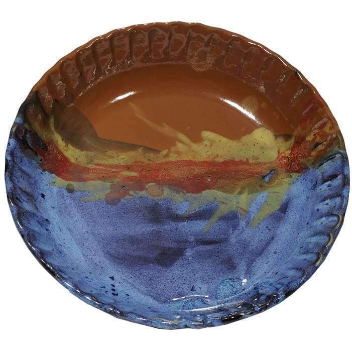 Glazed pottery fluted pie pan - Handmade in the USA - Your Western Decor.