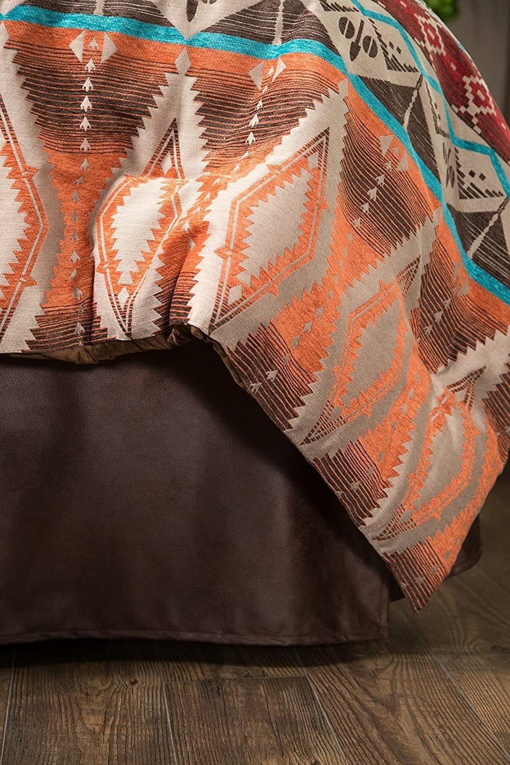 Diamond Sage Aztec Bedding Faux Leather Bed Skirt - Your Western Decor