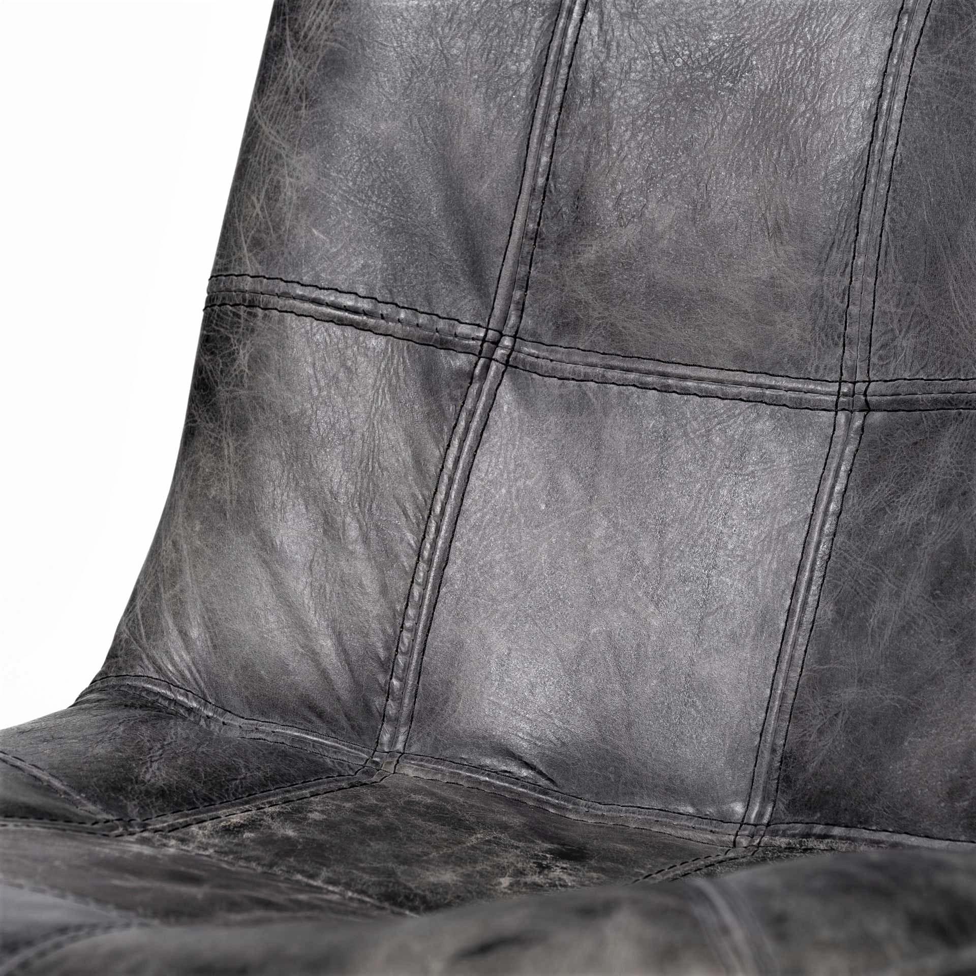 Distressed Black Leather Dining Chair Detail - Your Western Decor