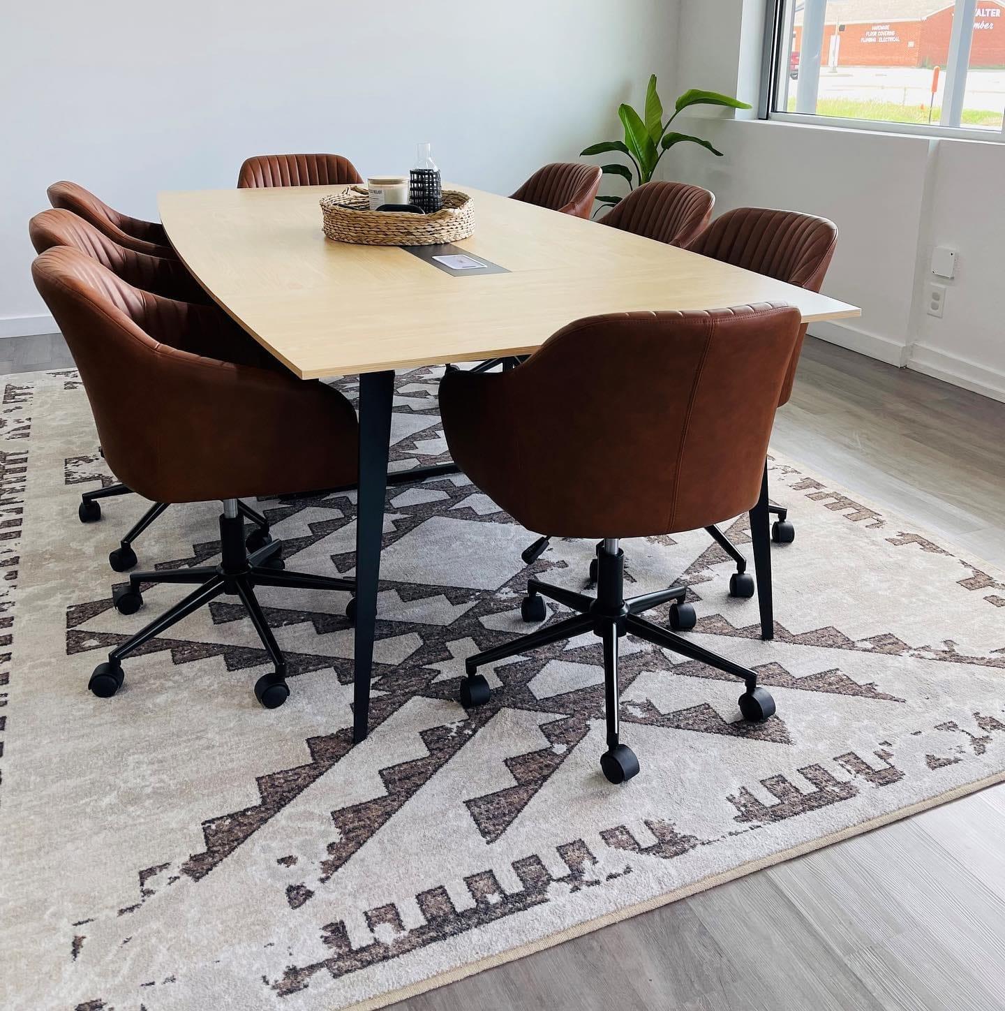 Distressed Grey Fresco Rug in office, made in the USA - Your Western Decor