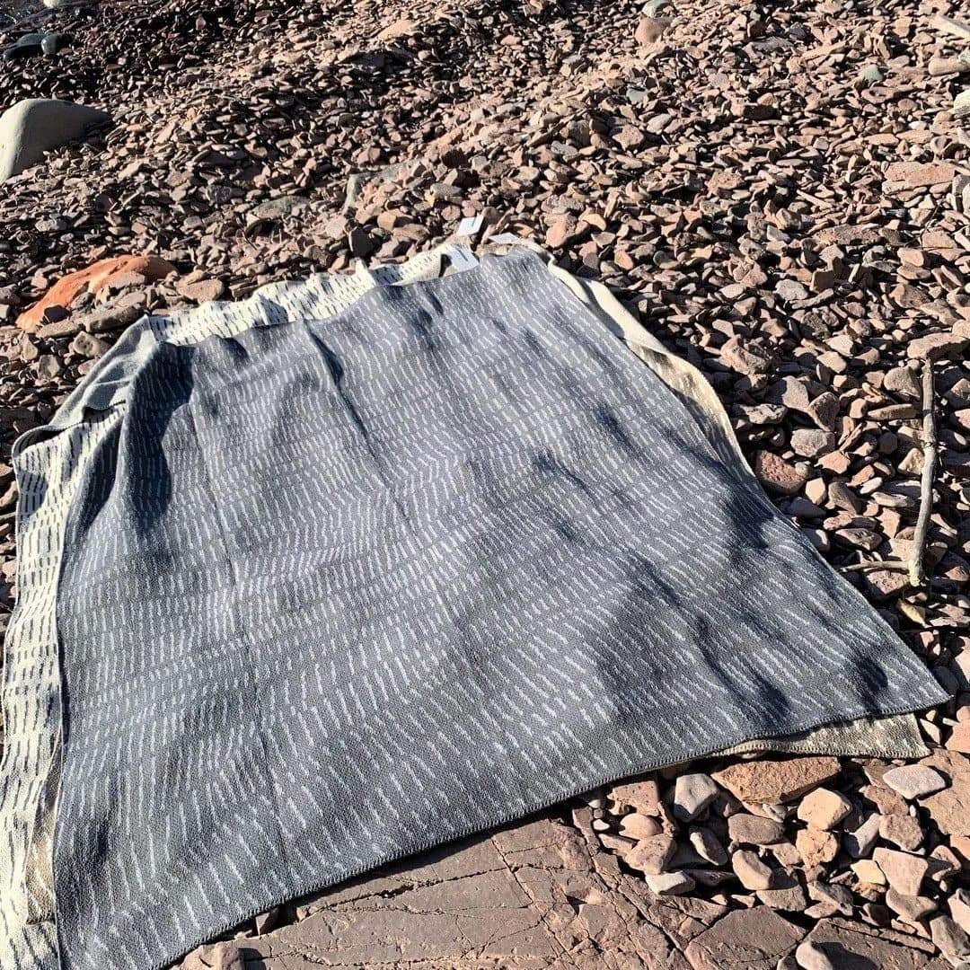 Gris grey color recycled cotton woven throw blanket. Made in the USA. Your Western Decor