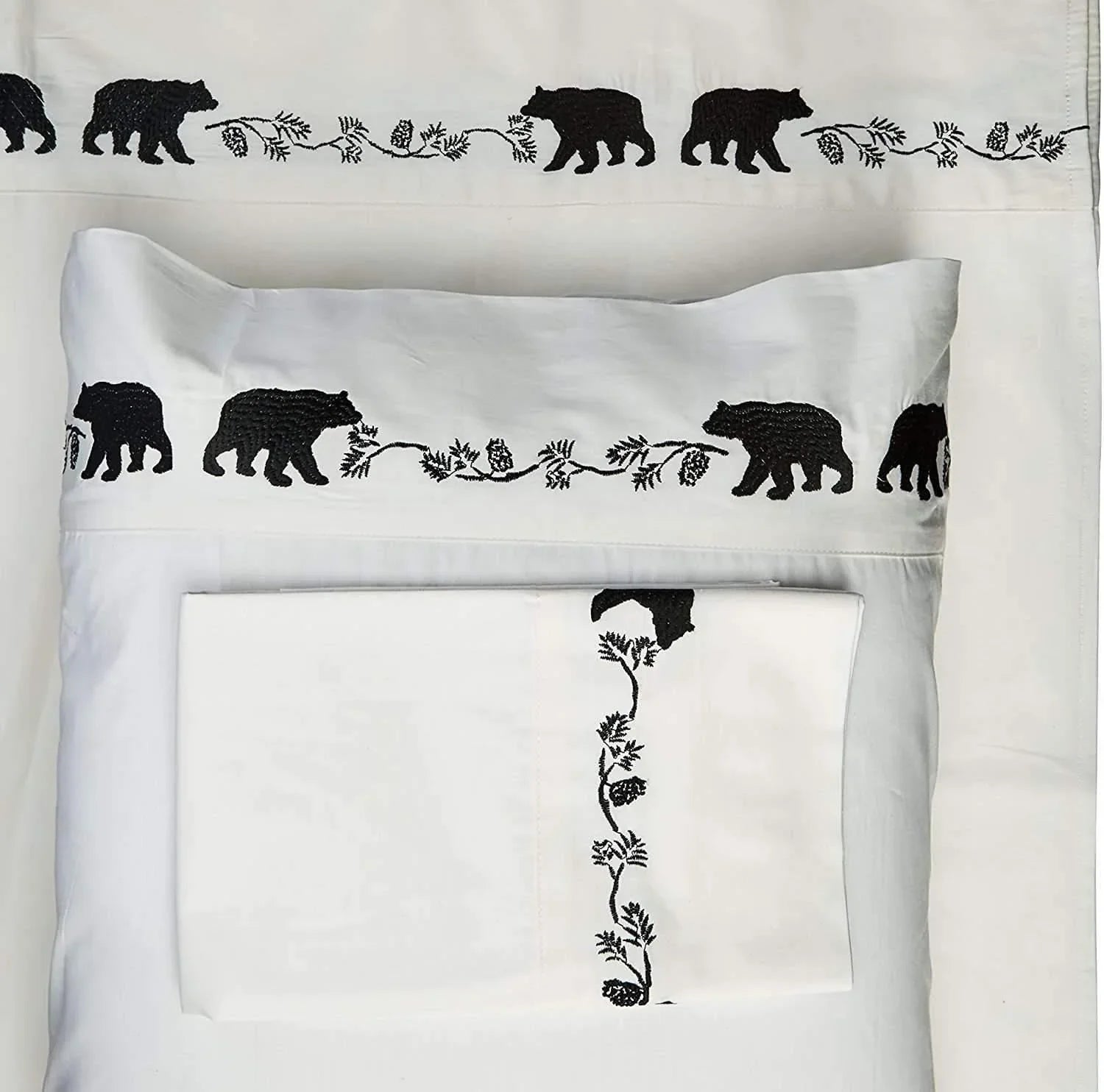 Embroidered Black Bear Sheets - Your Western Decor, LLC
