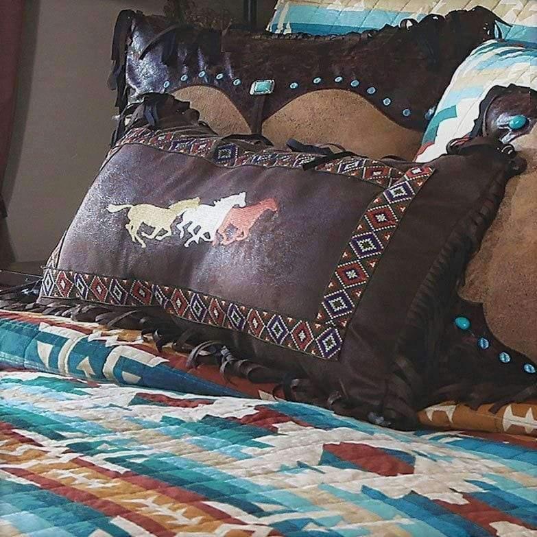 Embroidered Running Horses Pillow - Your Western Decor