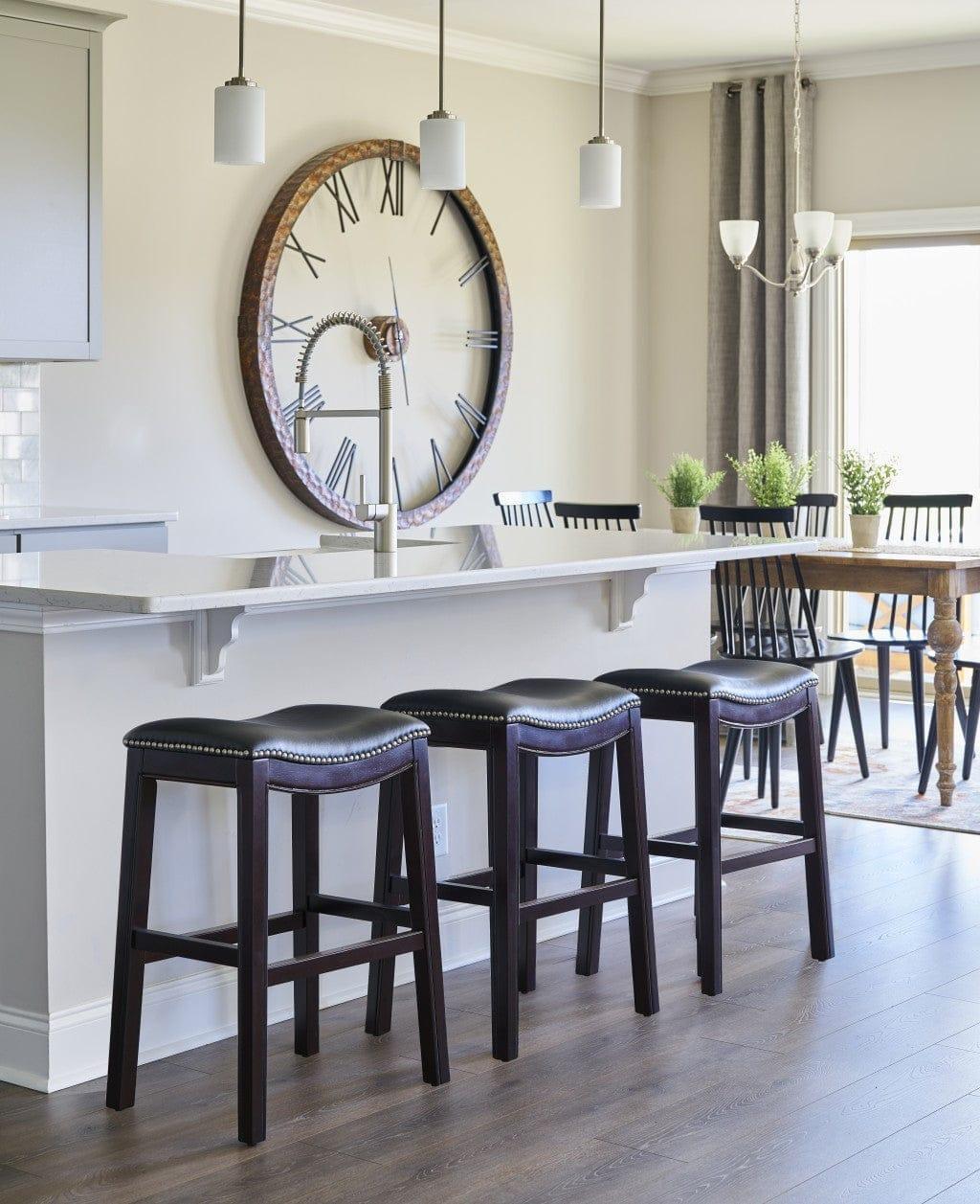 Espresso & Gray Saddle Style Counter Stools - Your Western Decor