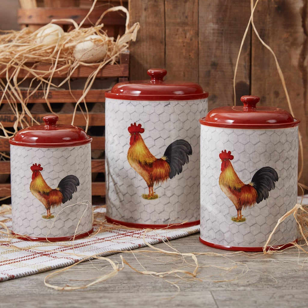 Farm Check Rooster Canister Set - Your Western Decor
