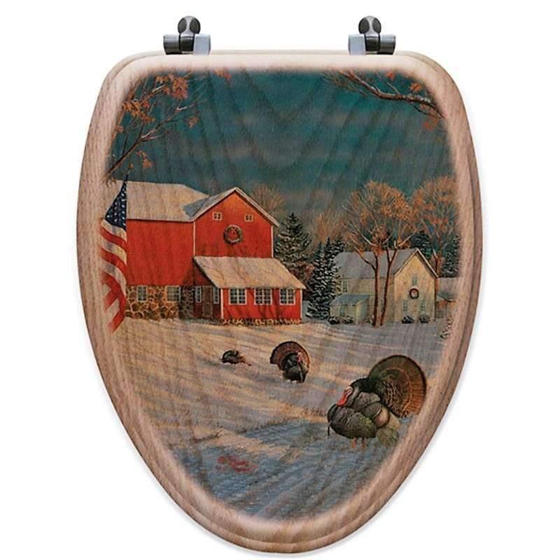 Turkeys & Farmhouse Oak Toilet Seat - Your Western Decor, LLC