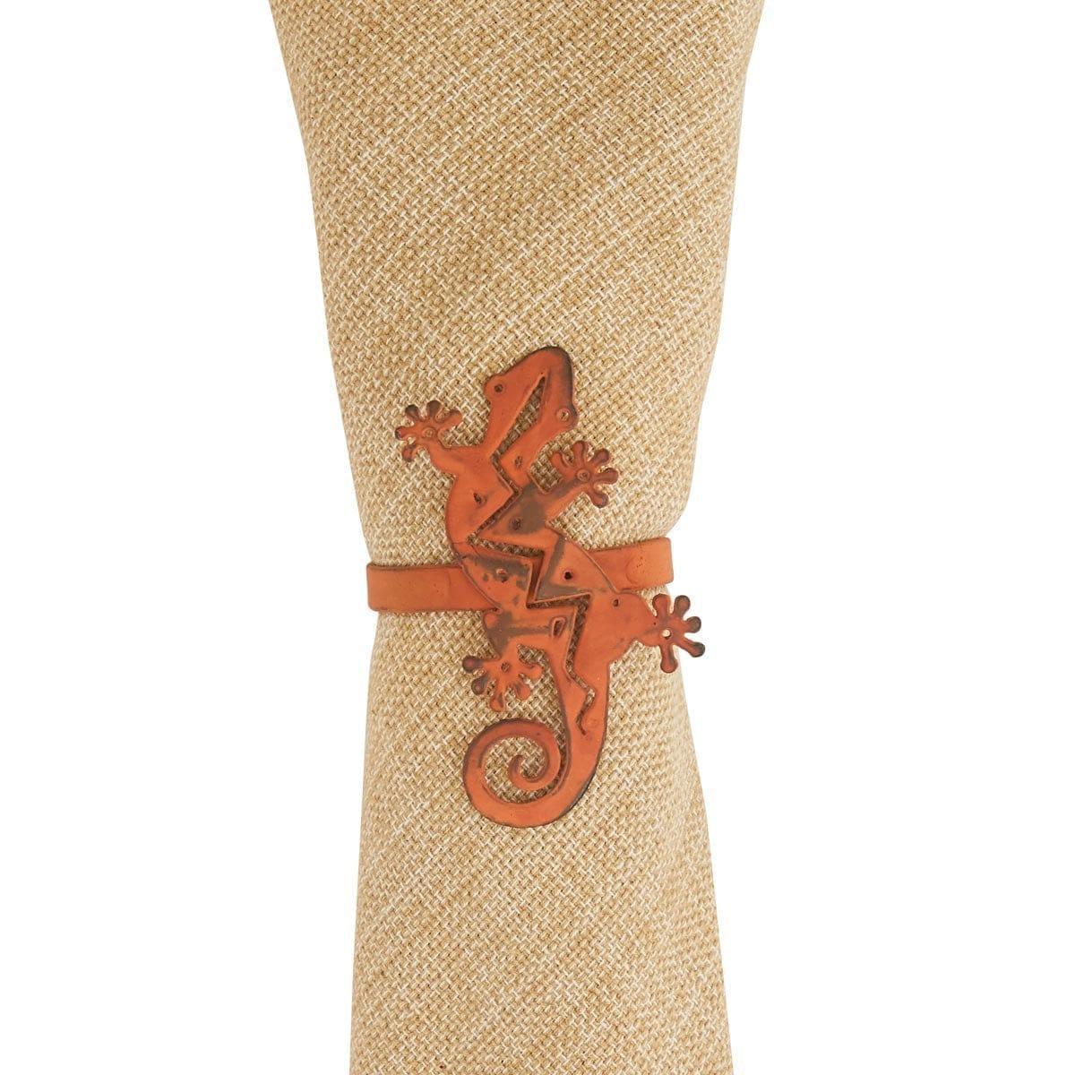 Distressed Colorful Southwestern Gecko Napkin Rings in burnt orange - Your Western Decor