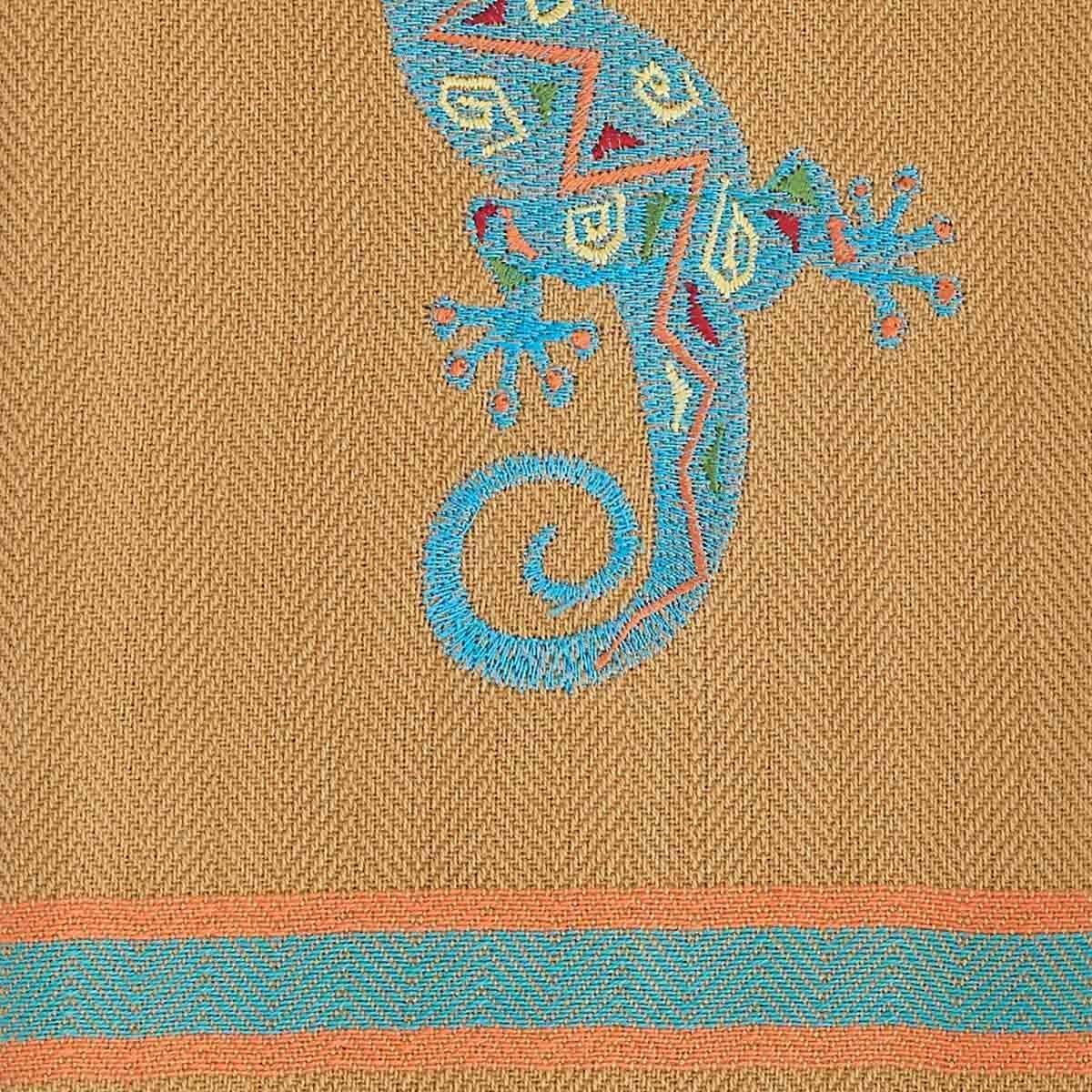 Southwest Embroidered Gecko Kitchen Towels Detail - Your Western Decor