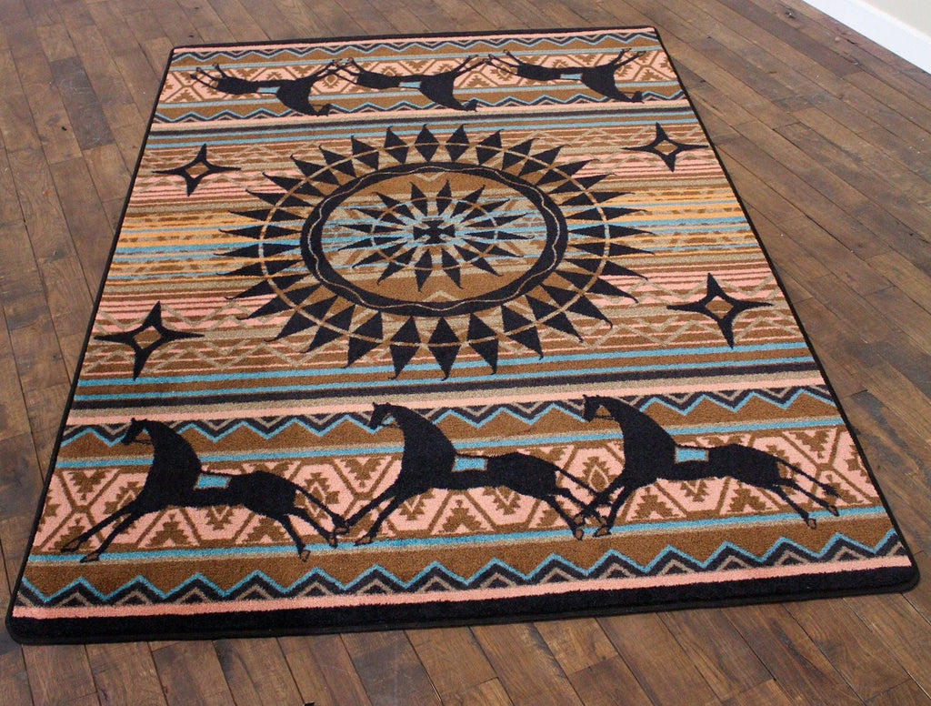 The Ghost Riders Area Rugs in Turquoise - Made in the USA - Your Western Decor