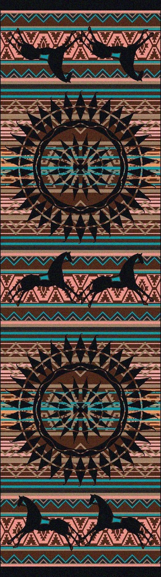 The Ghost Riders Floor Runner in Turquoise - Made in the USA - Your Western Decor