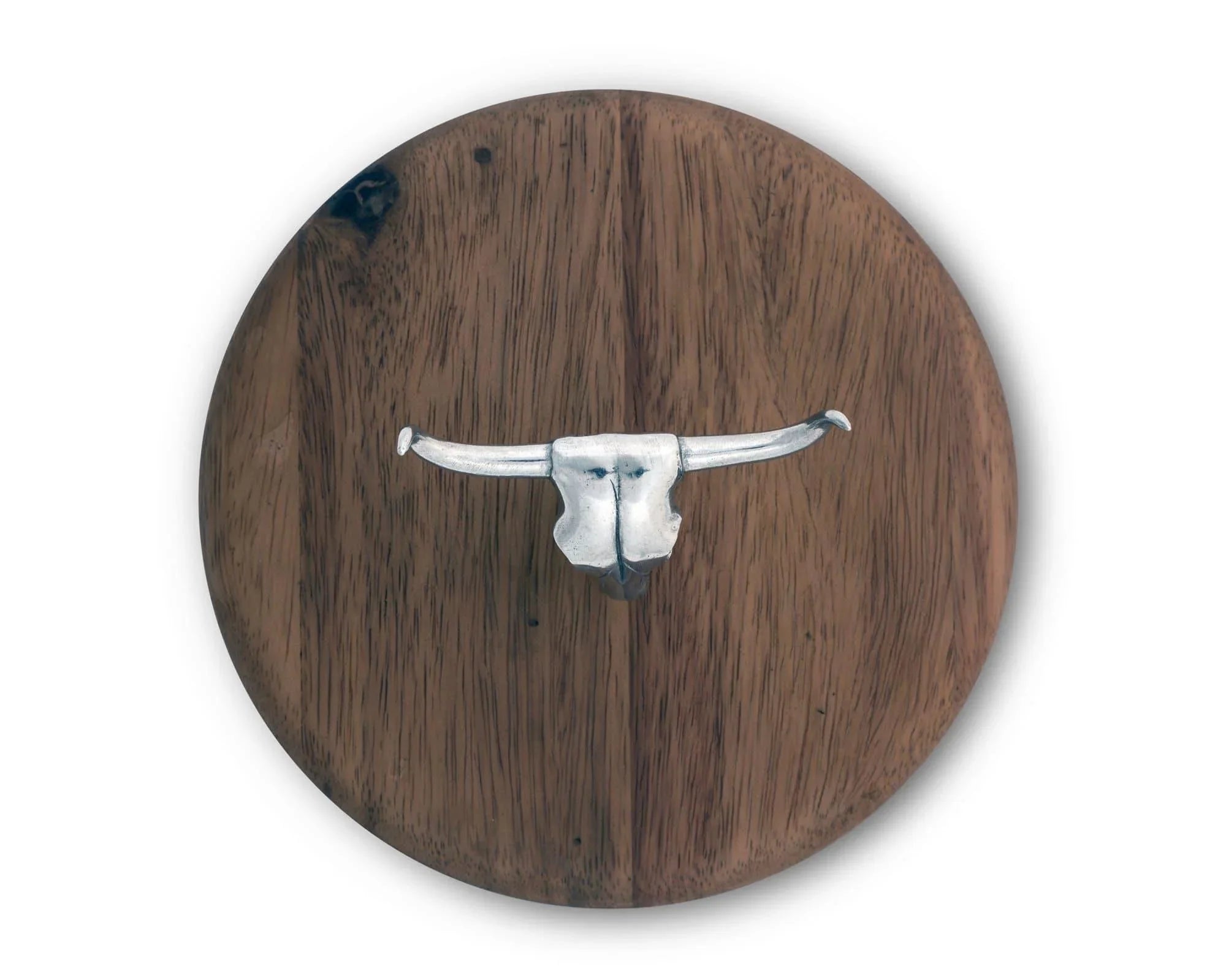 Ice bucket wood lid with pewter, hand carved steer skull. Your Western Decor