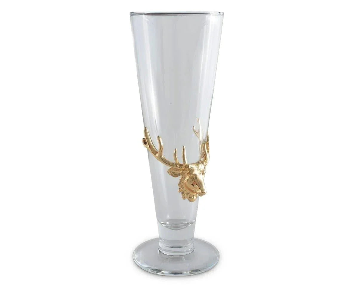24k gold bull elk mount on pilsner beer glass. Your Western Decor