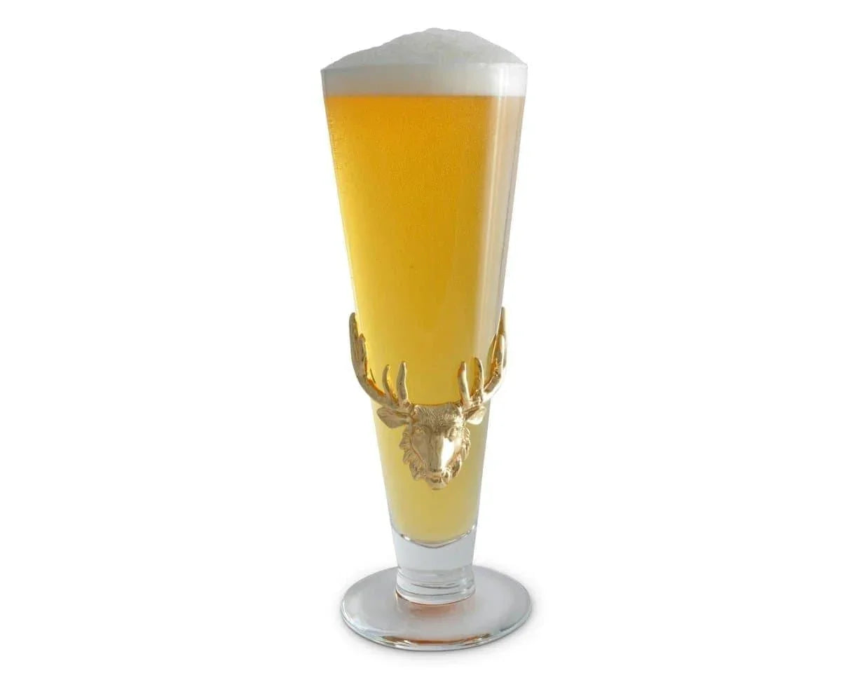 24k gold bull elk mount on pilsner beer glass. Your Western Decor