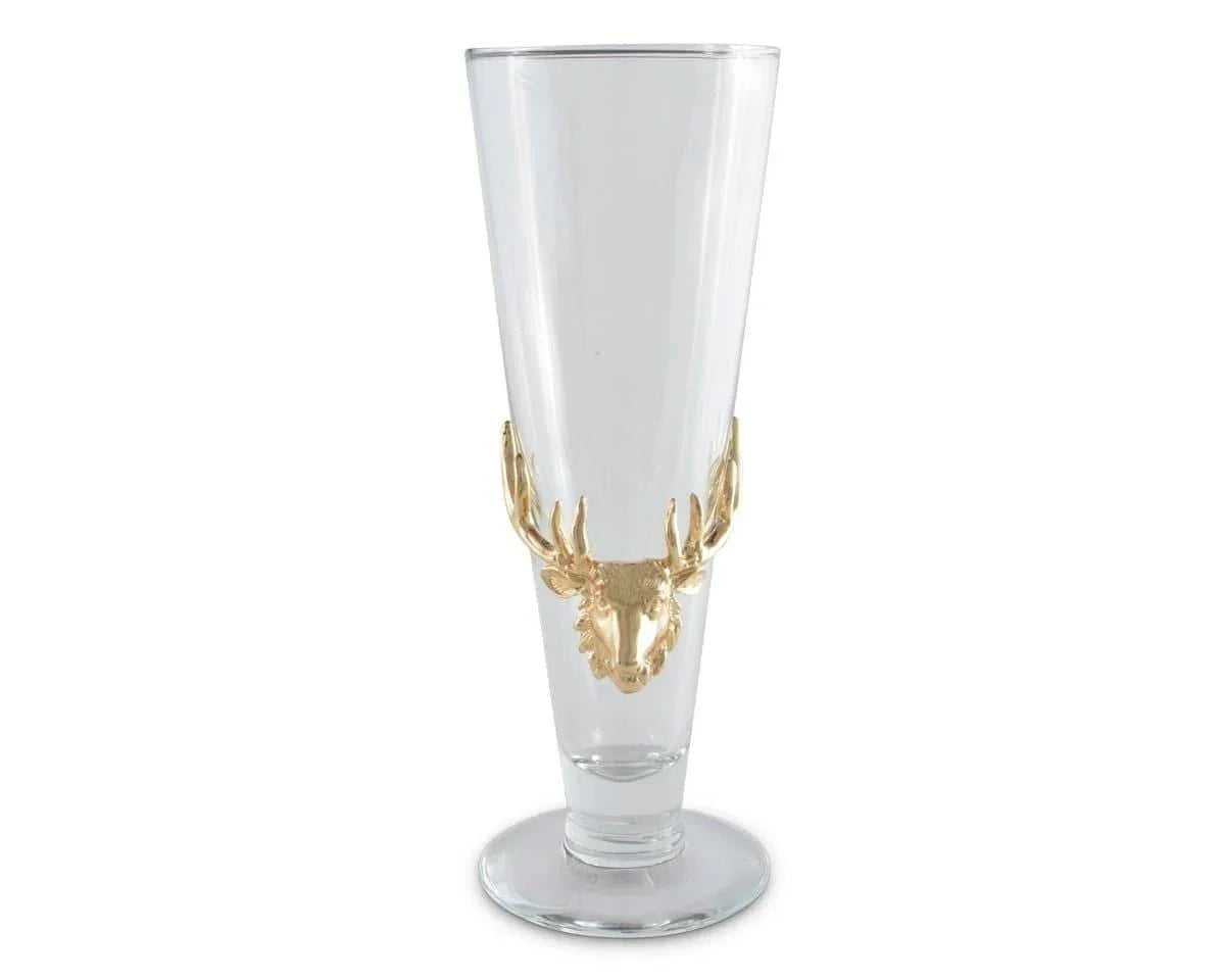 24k gold bull elk mount on pilsner beer glass. Your Western Decor