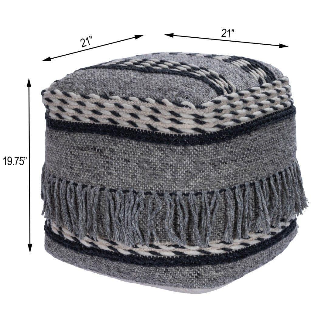 Black & Gray Boho Pouf Ottoman Measurements - Your Western Decor