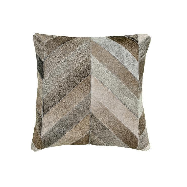 Gris Grey Chevron Patch Cowhide Pillows 18" x 18" - Your Western Decor