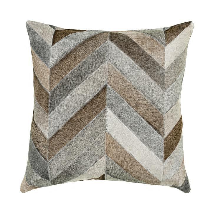 Gris Grey Chevron Patch Cowhide Pillows 22" x 22" - Your Western Decor