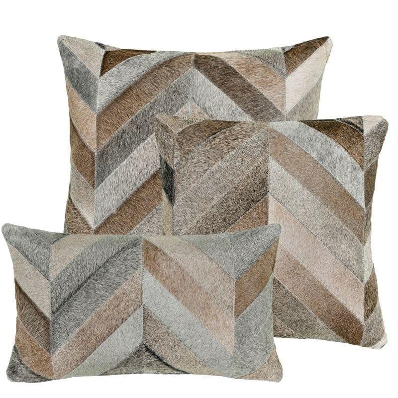 Gris Grey Chevron Patch Cowhide Pillows - Your Western Decor