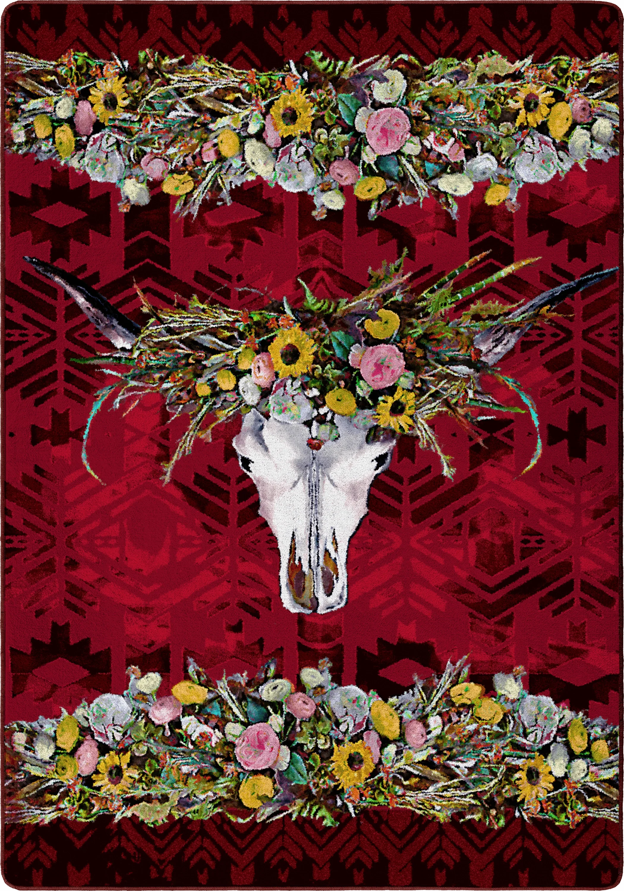 Hailey Floral & Skull Area Rugs made in the USA - Your Western Decor