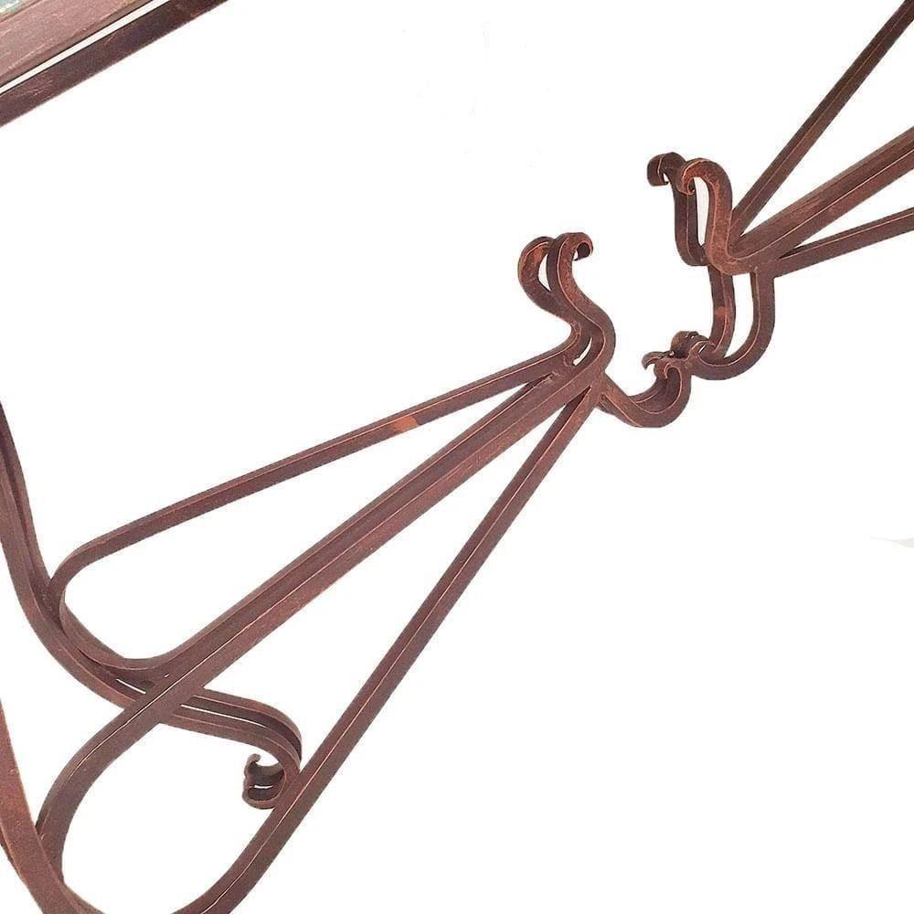 Dark rust brown iron frame finish on console table - Your Western Decor